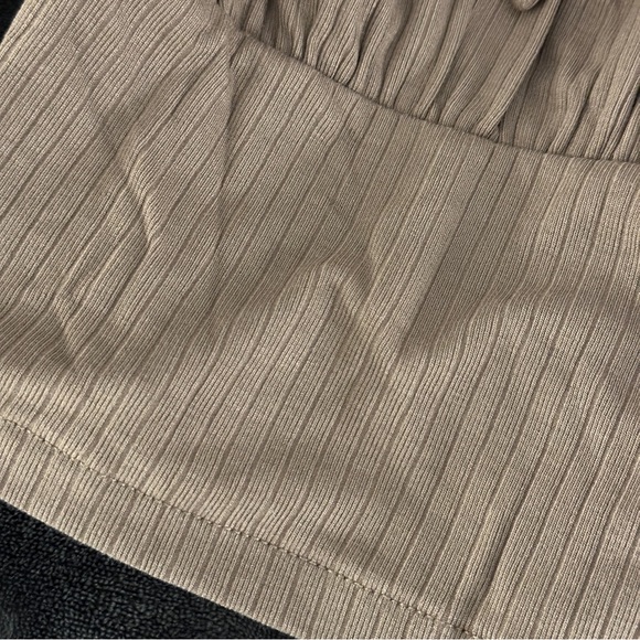 NWT Madewell ribbed square neck long sleeve top Small light umber - Picture 3 of 7